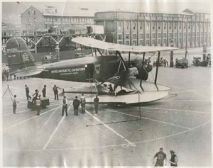 Image of Richard E. Byrd's plane being checked for compass accuracy