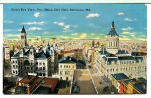 Image: Bird's eye view of Baltimore post office and city hall 