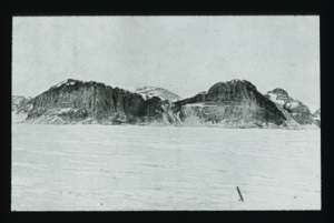 Image of Looking across ice to hills                             
