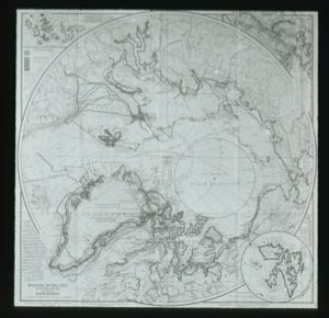 Image: Map. Polar regions showing routes of various explorers by country    