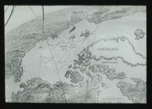 Image: Map. Polar regions showing Peary's routes  