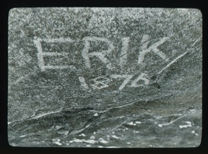 Image of "ERIK 1876" carved into a rock