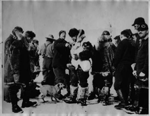 Image of Admiral Byrd and expedition members just before departure by flight