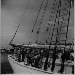 Image of The crew and visitors on deck