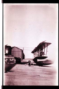 Image of Couple stands by plane