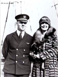 Image of Naval officer and woman aboard the S.S. PEARY