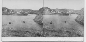 Image of A fishing village. [Two dories in foreground]