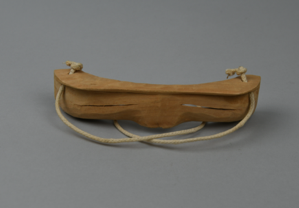 Image of wooden snow goggles with braided cord  strap