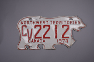 Image: automobile license plate  #CV2212, in shape of polar bear, Northwest Territories