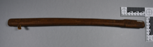 Image: Wooden stick with bone hook, possibly a blade now missing