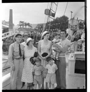 Image: Bertie's family on dock at Boothbay Harbor
