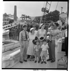 Image: Bertie's family on dock at Boothbay Harbor