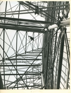 Image of Man climbing in antenna superstructure