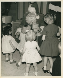 Image of Santa Claus and small children, Thule AFB