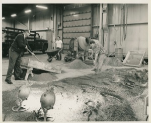 Image: Three men working with concrete, for floor Thule AFB