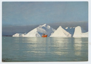 Image: Icebergs and vessel (postcard)