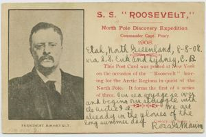 Image: Ross Marvin to Dorothy Sass,1908  (printed with image of President Theodore Roosevelt)