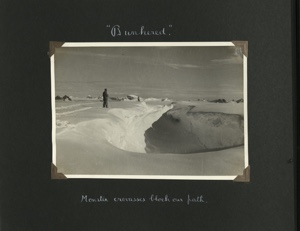 Image of "Bunkered."- Monster crevasses block our path