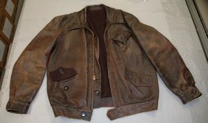 Image of Leather, flannel lined jacket