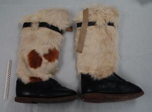 Image of Pair of dog fur boots