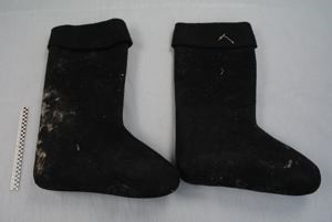 Image of Pair of black wool felt boots (valenki)
