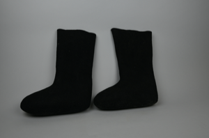 Image of Pair of black wool felt boots (valenki)