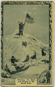 Image: Hoisting the flag at the North Pole