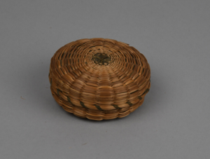 Image: Very small green ash and grass basket