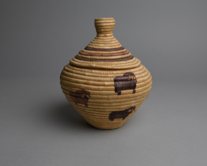 Image: Lidded Basket with Musk Oxen Decorations