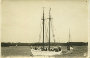 Image of Schooner BOWDOIN in Harbor with Crowd Aboard