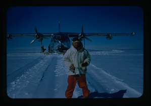 Image: Man in front of plane.