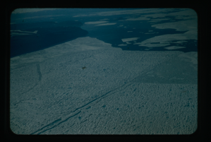 Image of Aerial view of glacier and ocean