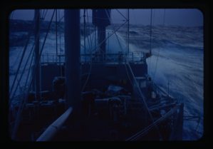 Image of Waves crashing onto a ship deck