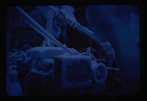 Image of Equipment on ship deck frozen over