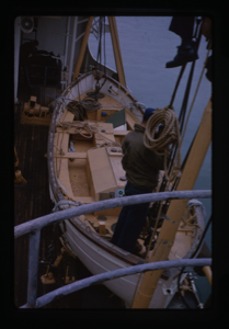 Image of Dinghy on ship deck