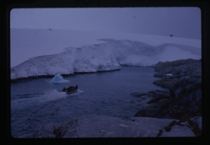 Image of Motor boat near glacier
