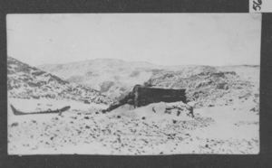 Image: Peary's hut at Cape Sabine,  sledge in front
