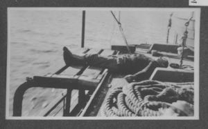 Image of snooze-time on deck for a team member