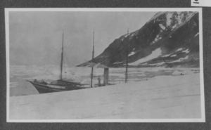 Image of The Roosevelt beside ice and Arctic shore