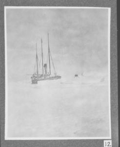 Image of The Roosevelt iced in, with sails drying, at Cape Sheridancape sher