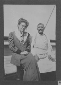 Image: Marie Peary and Charles Percy, cook, aboard SS Roosevelt
