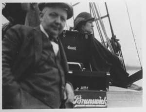 Image of Couple on the Bowdoin with Brunswick record player