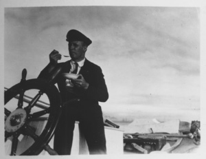 Image: Capt. Donald B. MacMillan taking his last taste of ice cream before going beyond