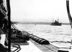 Image: View from dock to vessel]