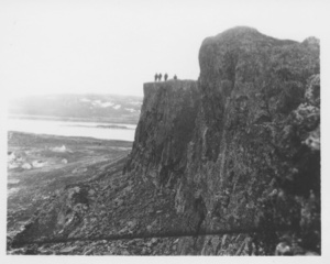 Image of [Group on high bluff above village]