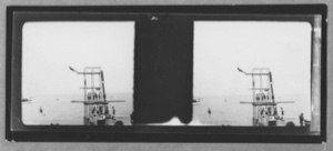 Image of [Swimmers on diving tower] [Stereo View]