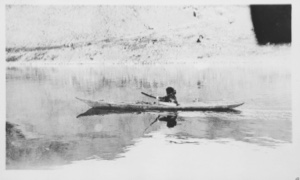 Image of Ah-now-ka [Aunakaq] in kayak at Etah