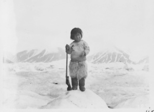 Image of Nerky [Neqe], Greenland - Kla-shing-wa's son with rifle