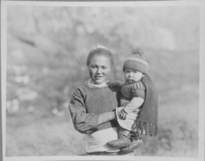 Image: Eskimo [Inughuit] girl and child at Holsteinsborg [Sisimiut]