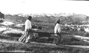 Image of Eskimo [Inuit] Women with Hand Barrow